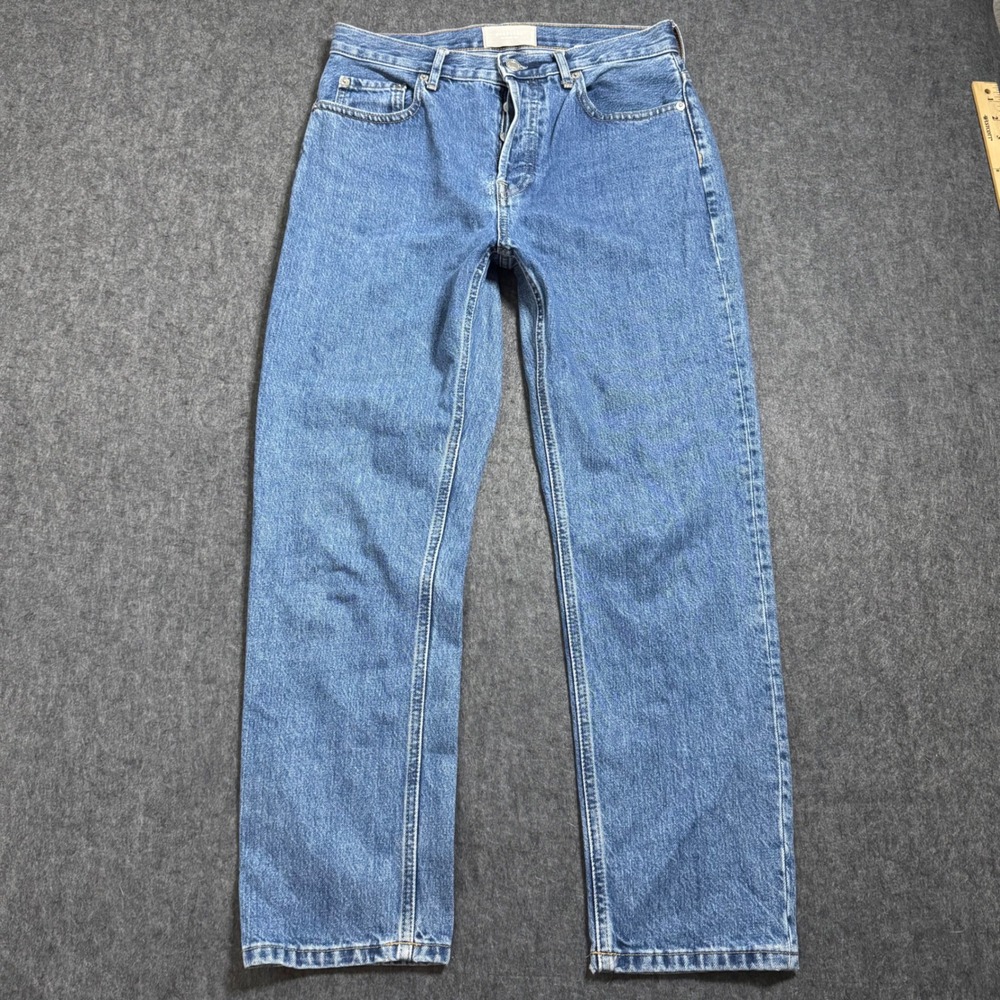 Everlane The Cheeky Jean High Rise Straight Leg Blue Denim Button Fly Size 27
